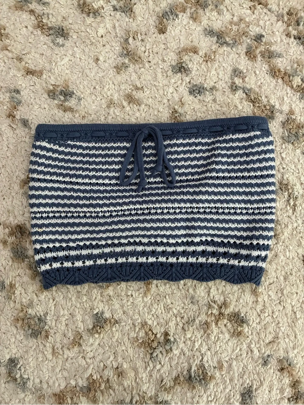 Hollister Blue and White Striped Knit Tube Top